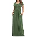VIISHOW Women's Short Sleeve Loose Plain Maxi Dresses Casual Long Dresses with Pockets