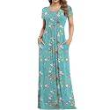 VIISHOW Women's Short Sleeve Loose Plain Maxi Dresses Casual Long Dresses with Pockets