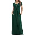 VIISHOW Women's Short Sleeve Loose Plain Maxi Dresses Casual Long Dresses with Pockets