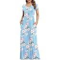 VIISHOW Women's Short Sleeve Loose Plain Maxi Dresses Casual Long Dresses with Pockets