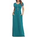 VIISHOW Women's Short Sleeve Loose Plain Maxi Dresses Casual Long Dresses with Pockets