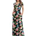 VIISHOW Women's Short Sleeve Loose Plain Maxi Dresses Casual Long Dresses with Pockets