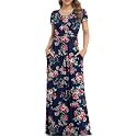 VIISHOW Women's Short Sleeve Loose Plain Maxi Dresses Casual Long Dresses with Pockets