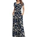 VIISHOW Women's Short Sleeve Loose Plain Maxi Dresses Casual Long Dresses with Pockets