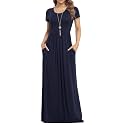 VIISHOW Women's Short Sleeve Loose Plain Maxi Dresses Casual Long Dresses with Pockets