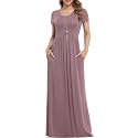 VIISHOW Women's Short Sleeve Loose Plain Maxi Dresses Casual Long Dresses with Pockets