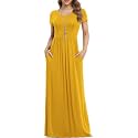 VIISHOW Women's Short Sleeve Loose Plain Maxi Dresses Casual Long Dresses with Pockets