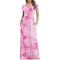 VIISHOW Women's Short Sleeve Loose Plain Maxi Dresses Casual Long Dresses with Pockets
