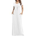 VIISHOW Women's Short Sleeve Loose Plain Maxi Dresses Casual Long Dresses with Pockets