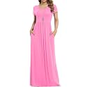VIISHOW Women's Short Sleeve Loose Plain Maxi Dresses Casual Long Dresses with Pockets