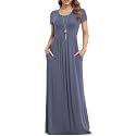 VIISHOW Women's Short Sleeve Loose Plain Maxi Dresses Casual Long Dresses with Pockets