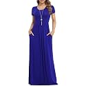 VIISHOW Women's Short Sleeve Loose Plain Maxi Dresses Casual Long Dresses with Pockets