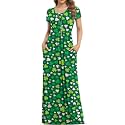 VIISHOW Women's Short Sleeve Loose Plain Maxi Dresses Casual Long Dresses with Pockets