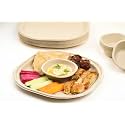 VIK® Sugarcane Bagasse Disposable Plates Bowls Set (50 Pieces), 10 Inch Plates (25), 180 ml Bowls (25), Brown Party Disposal Biodegradable