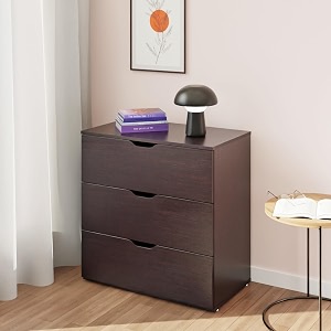 viki dresser with 3 drawers chest of 3 drawersclothes storage organizer unit for bedroom hallway entrywayeasy pull drawers dark wenge - 44d x 80w x 80h  1 year warranty