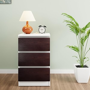 viki dresser with 3 drawers chest of 3 drawersclothes storage organizer unit for bedroom hallway entrywayeasy pull drawers width 40cms frosty white amp dark wenge  1 year warranty