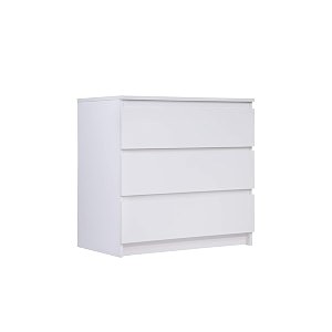 viki dresser with chest of 3 drawers clothes storage organizer unit for bedroom hallway entrywayeasy pull drawers width 80cms frosty white colour  1 year warranty engineered wood matte