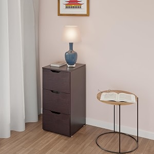 viki dresser with 3 drawers chest of 3 drawersclothes storage organizer unit for bedroom hallway entrywayeasy pull drawers dark wenge - 44d x 40w x 80h  1 year warranty