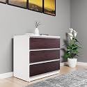 VIKI Engineered Wood Dresser, Chest of 3 Drawers,Clothes Storage, Organizer Unit for Bedroom, Hallway, Entryway,Easy Pull Drawers, Frosty White &amp; Dark Wenge, Suede Finish | 1 Year Warranty