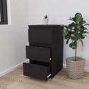 VIKI Dresser with 3 Drawers, Chest of 3 Drawers,Clothes Storage, Organizer Unit for Bedroom, Hallway, Entryway, Easy Pull Drawers, 40cms Width, Dark Wenge Colour, Suede Finish | 1 Year Warranty