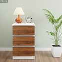 VIKI Dresser With 3 Drawers,Chest Of 3 Drawers,Clothes Storage,Powder Coated Organizer Unit For Bedroom,Hallway, Entryway,Easy Pull Drawers, Width 40Cms, Frosty White &amp; Brussel Walnut|1 Year Warranty
