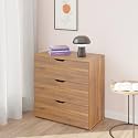 VIKI Dresser with 3 Drawers, Chest of 3 Drawers,Clothes Storage, Organizer Unit for Bedroom, Hallway, Entryway,Easy Pull Drawers, (Brussel Walnut - 44D x 80W x 80H) | 1 Year Warranty