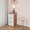 VIKI Dresser with 3 Drawers, Chest of 3 Drawers,Clothes Storage, Organizer Unit for Bedroom, Hallway, Entryway,Easy Pull Drawers, (Brussel Walnut &amp; Frosty White - 44D x 40W x 80H) | 1 Year Warranty