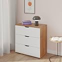 VIKI Dresser with 3 Drawers, Chest of 3 Drawers,Clothes Storage, Organizer Unit for Bedroom, Hallway, Entryway,Easy Pull Drawers, (Brussel Walnut &amp; Frosty White - 44D x 80W x 80H) | 1 Year Warranty