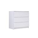 VIKI Dresser with Chest of 3 Drawers, Clothes Storage, Organizer Unit for Bedroom, Hallway, Entryway,Easy Pull Drawers, Width 80cms, Frosty White Colour | 1 Year Warranty, Engineered Wood, Matte