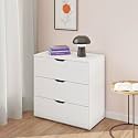 VIKI Dresser with 3 Drawers, Chest of 3 Drawers,Clothes Storage, Organizer Unit for Bedroom, Hallway, Entryway,Easy Pull Drawers, (Frosty White - 44D x 80W x 80H) | 1 Year Warranty
