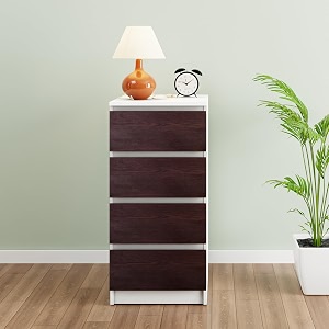 viki dresser with 4 drawers chest of 4 drawersclothes storage organizer unit for bedroom hallway entrywayeasy pull drawers width 40cms frosty white amp dark wenge  1 year warranty