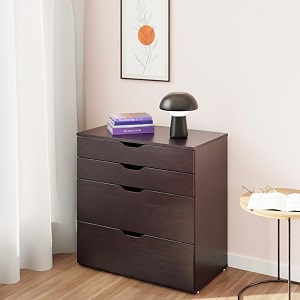 viki dresser with 4 drawers chest of 4 drawersclothes storage organizer unit for bedroom hallway entrywayeasy pull drawers dark wenge - 44d x 80w x 80h  1 year warranty