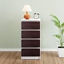 VIKI Dresser with 4 Drawers, Chest of 4 Drawers,Clothes Storage, Organizer Unit for Bedroom, Hallway, Entryway,Easy Pull Drawers, Width 40cms, Frosty White &amp; Dark Wenge | 1 Year Warranty