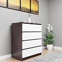 VIKI Dresser with 4 Drawers, Chest of 4 Drawers,Clothes Storage, Organizer Unit for Bedroom, Hallway, Entryway,Easy Pull Drawers, Width 80cms, Dark Wenge &amp; Frosty White | 1 Year Warranty