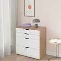 VIKI Dresser with 4 Drawers, Chest of 4 Drawers,Clothes Storage, Organizer Unit for Bedroom, Hallway, Entryway,Easy Pull Drawers, (Brussel Walnut & Frosty White - 44D x 80W x 80H) | 1 Year Warranty