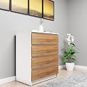 VIKI Dresser with 4 Drawers, Chest of 4 Drawers,Clothes Storage, Organizer Unit for Bedroom, Hallway, Entryway,Easy Pull Drawers, Width 80cms, Frosty White &amp; Brussel Walnut | 1 Year Warranty