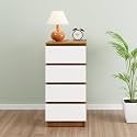 VIKI Dresser with 4 Drawers, Chest of 4 Drawers,Clothes Storage, Organizer Unit for Bedroom, Hallway, Entryway,Easy Pull Drawers, Width 40cms, Brussel Walnut &amp; Frosty White | 1 Year Warranty