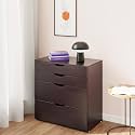 VIKI Dresser with 4 Drawers, Chest of 4 Drawers,Clothes Storage, Organizer Unit for Bedroom, Hallway, Entryway,Easy Pull Drawers, (Dark Wenge - 44D x 80W x 80H) | 1 Year Warranty