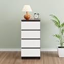 VIKI Dresser with 4 Drawers, Chest of 4 Drawers,Clothes Storage, Organizer Unit for Bedroom, Hallway, Entryway,Easy Pull Drawers, Width 40cms, Dark Wenge &amp; Frosty White | 1 Year Warranty
