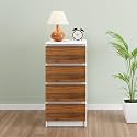 VIKI Dresser with 4 Drawers, Chest of 4 Drawers,Clothes Storage, Organizer Unit for Bedroom, Hallway, Entryway,Easy Pull Drawers, Width 40cms, Frosty White &amp; Brussel Walnut | 1 Year Warranty