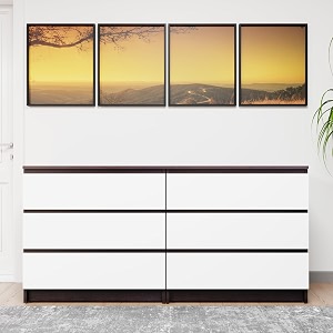 viki dresser with 6 drawers chest of 6 drawersclothes storage organizer unit for bedroom hallway entrywayeasy pull drawers width 160cms dark wenge amp frosty white  1 year warranty