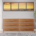 VIKI Dresser with 6 Drawers, Chest of 6 Drawers,Clothes Storage, Organizer Unit for Bedroom, Hallway, Entryway,Easy Pull Drawers, Width 160cms, Frosty White &amp; Brussel Walnut | 1 Year Warranty