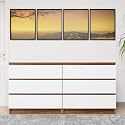 VIKI Dresser with 6 Drawers,Chest of 6 Drawers,Clothes Storage,Organizer Unit for Bedroom, Hallway,Entryway,Easy Pull Drawers,160cms Width, Brussel Walnut &amp; Frosty White,Suede Finish | 1 Year Warranty