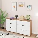 VIKI Dresser with 6 Drawers, Chest of 6 Drawers,Clothes Storage, Organizer Unit for Bedroom, Hallway, Entryway,Easy Pull Drawers, (Brussel Walnut &amp; Frosty White - 44D x 160W x 80H) | 1 Year Warranty