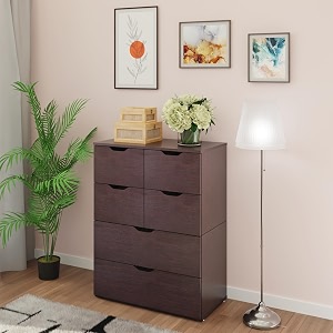 viki dresser with 6 drawers oska chest of 6 drawersclothes storage organizer unit for bedroom hallway entrywayeasy pull drawers dark wenge - 44d x 80w x 106h  1 year warranty