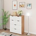 VIKI Dresser with 6 Drawers, Oska Chest of 6 Drawers,Clothes Storage, Organizer Unit for Bedroom, Hallway,Easy Pull Drawers, (Brussel Walnut &amp; Frosty White - 44D x 80W x 106H) | 1 Year Warranty