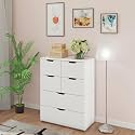 VIKI Dresser with 6 Drawers, Oska Chest of 6 Drawers,Clothes Storage, Organizer Unit for Bedroom, Hallway, Entryway,Easy Pull Drawers, (Frosty White - 44D x 80W x 106H) | 1 Year Warranty