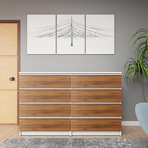 viki dresser with 8 drawers chest of 8 drawersclothes storage organizer unit for bedroom hallway entrywaywidth 160cms frosty white amp brussel walnut  1 year warranty  free assembly