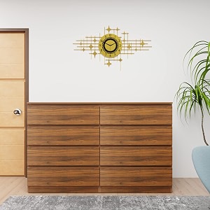viki dresser with 8 drawers chest of 8 drawersclothes storage organizer unit for bedroom hallway entrywayeasy pull drawers width 160cms brussel walnut colour  1 year warranty  free assembly