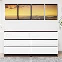 VIKI Dresser with 6 Drawers, Chest of 6 Drawers,Clothes Storage, Organizer Unit for Bedroom, Hallway, Entryway,Easy Pull Drawers, Width 160cms, Dark Wenge &amp; Frosty White | 1 Year Warranty